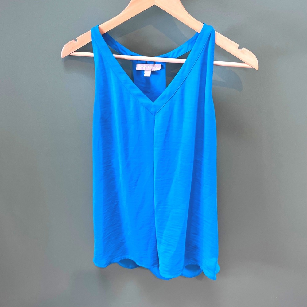 Banana Republic Blue Racerback Tank Top Women Medium Polyester Summer Casual